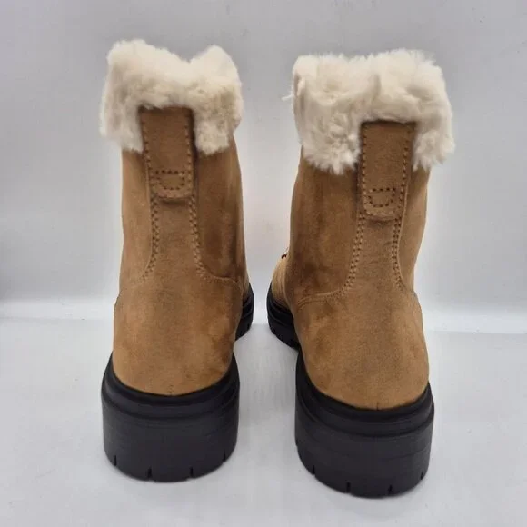 J. Crew Women's Faux Fur Winter Hiking Boots Size 10.5 Chestnut Brown - Picture 5 of 11